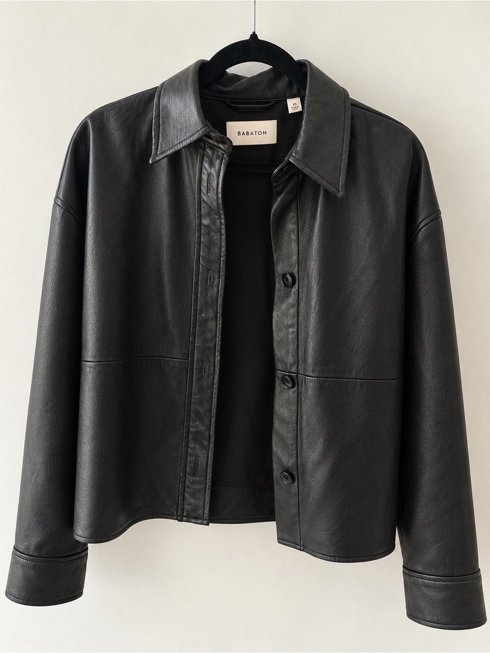 Aritzia Babaton Black Pelli Vegan Leather Shirt Jacket XS